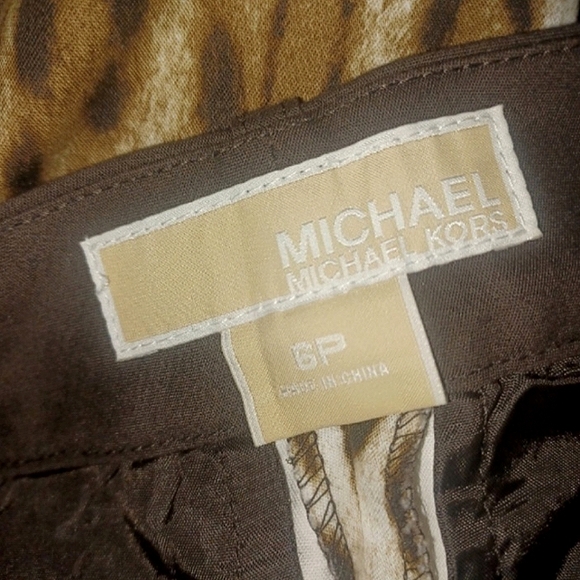 Michael Kors Brown Animal Print Straight Pants - Picture 7 of 7